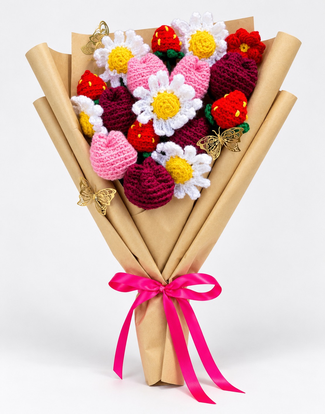 Strawberry garden crochet bouquet