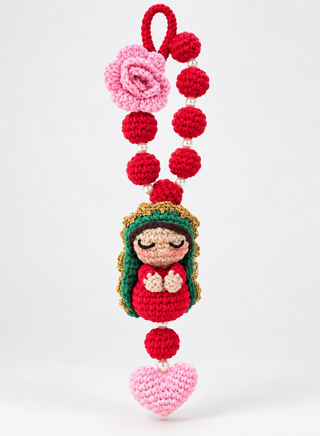 Floral religious car mirror hanger