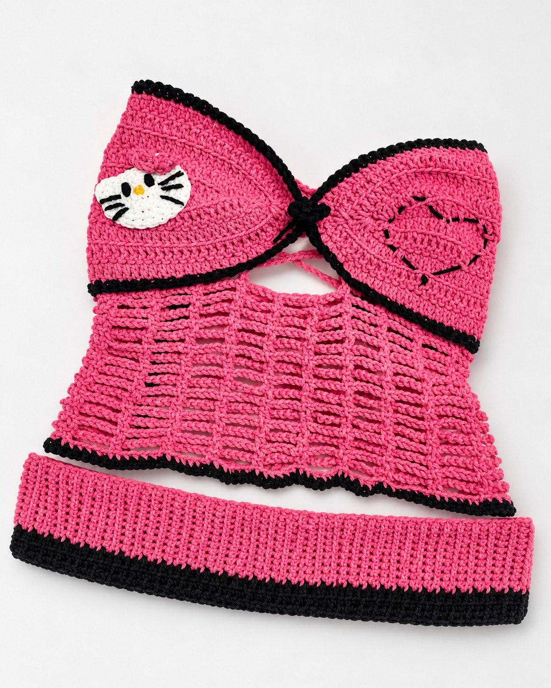 Pink cat crochet outfit