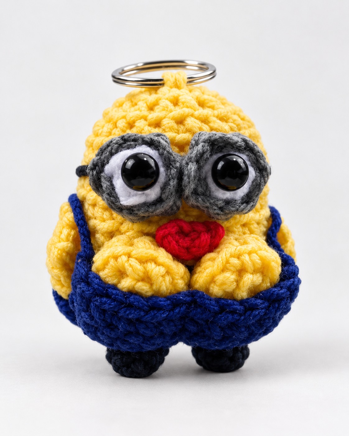 Yellow goggles crochet keychain