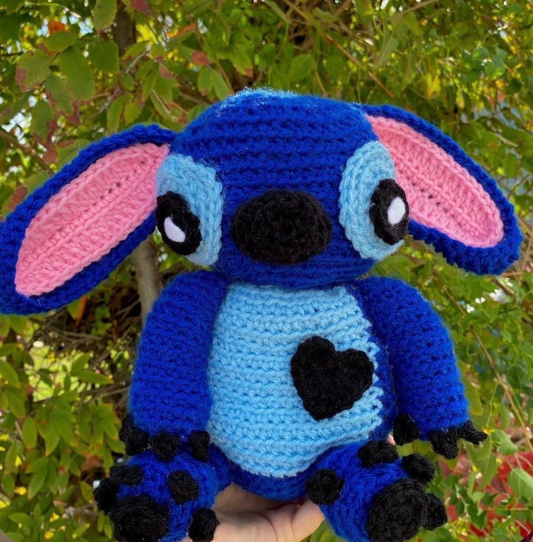Blue alien crochet character plushie