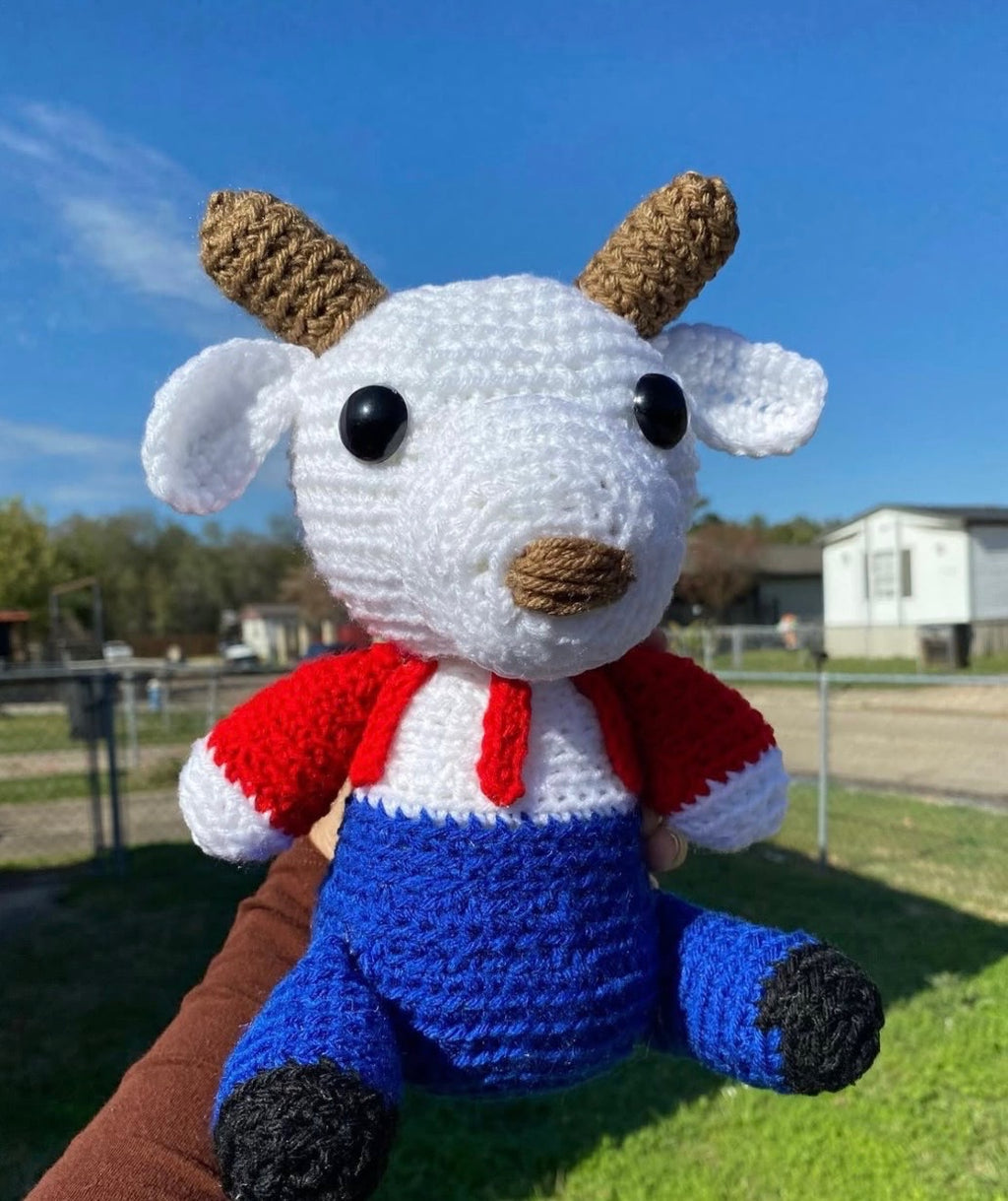 White reindeer crochet character plushie