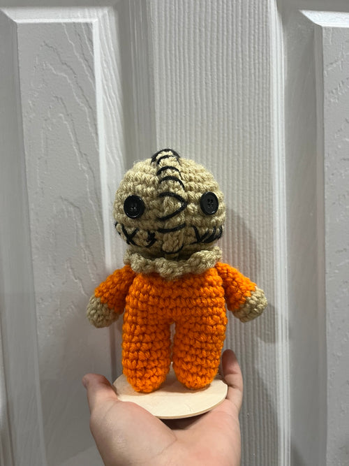 Stitched orange character crochet plushie