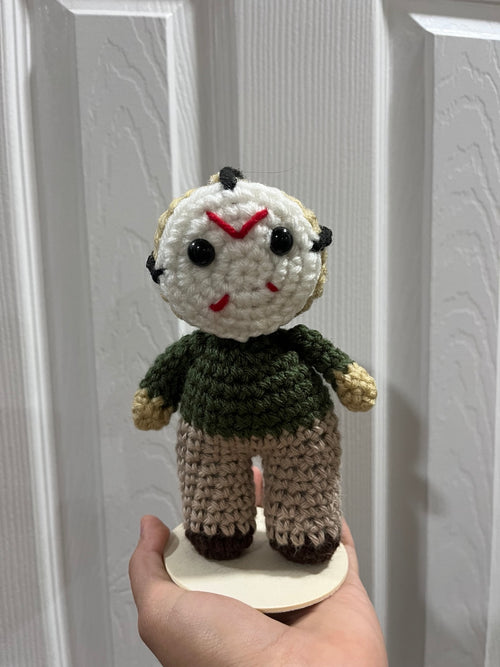 White mask crochet character plushie